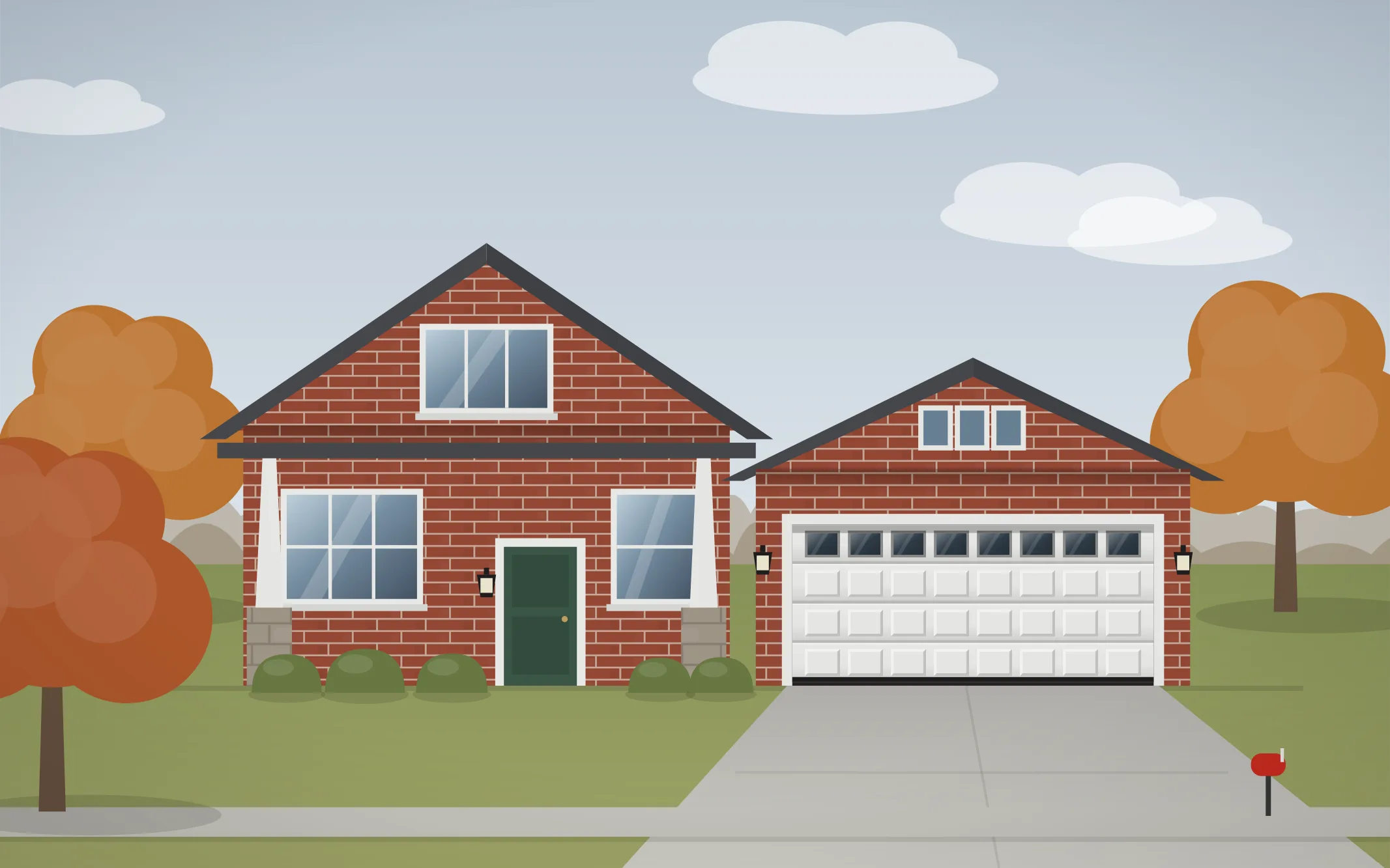 Illustration of a craftsman home with a white raised-panel garage door in Buffalo Grove, IL