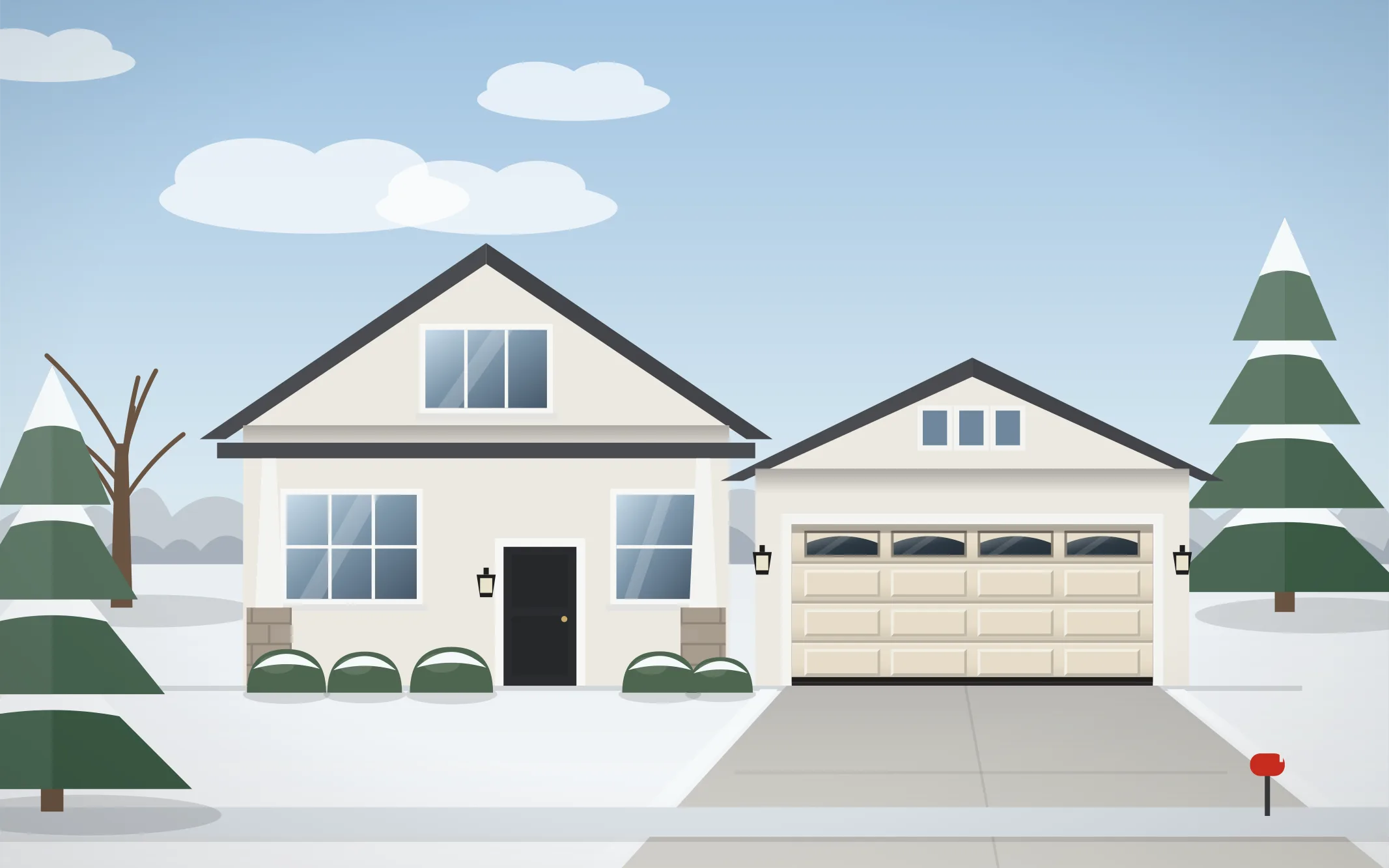 Illustration of a craftsman home with a almond long-panel garage door in Cary, IL