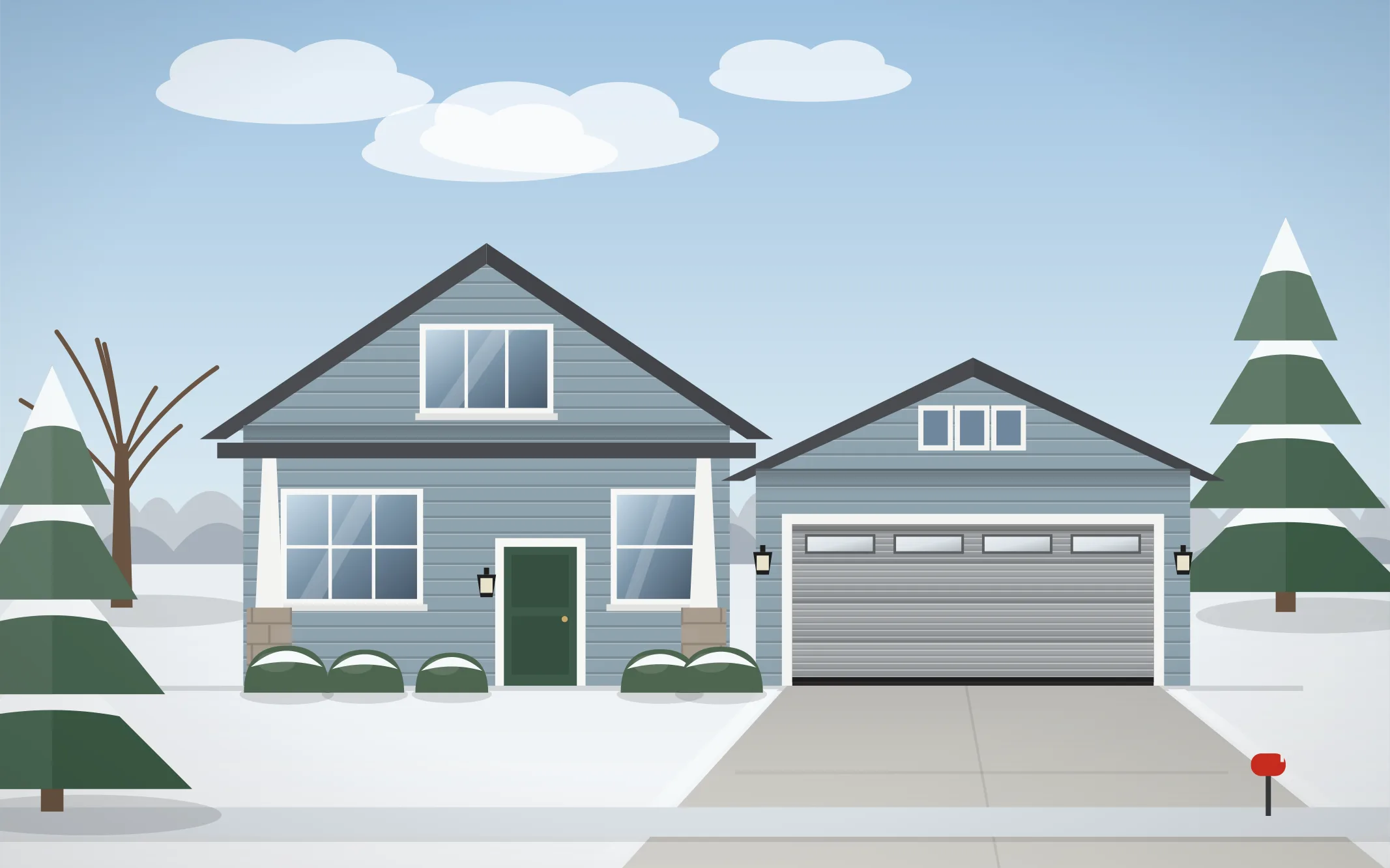 Illustration of a craftsman home with a gray ribbed garage door in Glendale Heights, IL