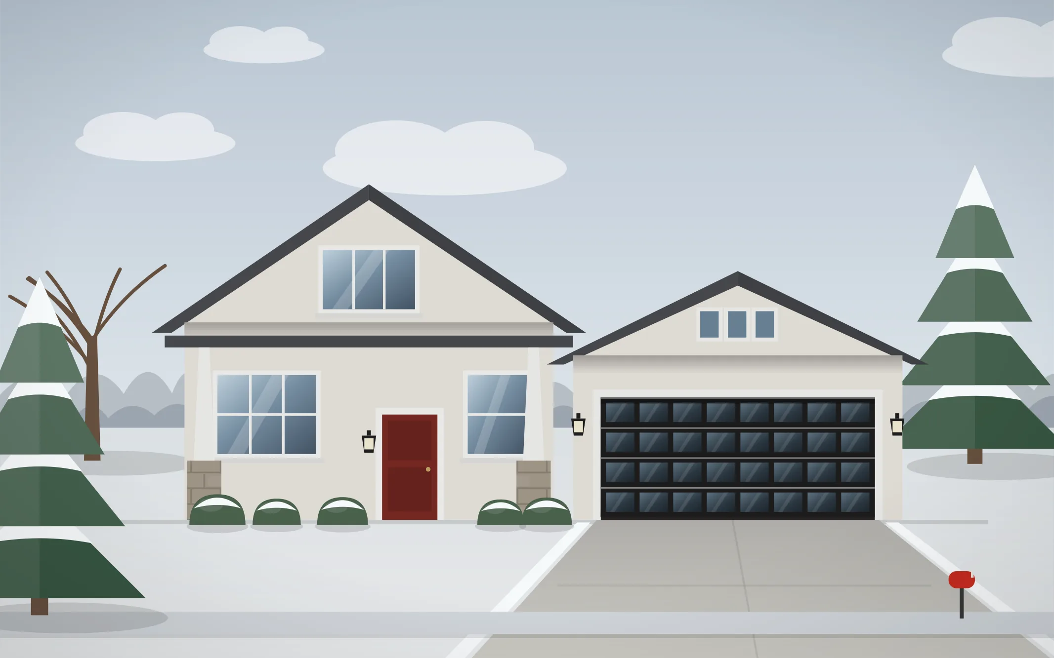 Illustration of a craftsman home with a black full-view glass garage door in Glenview, IL