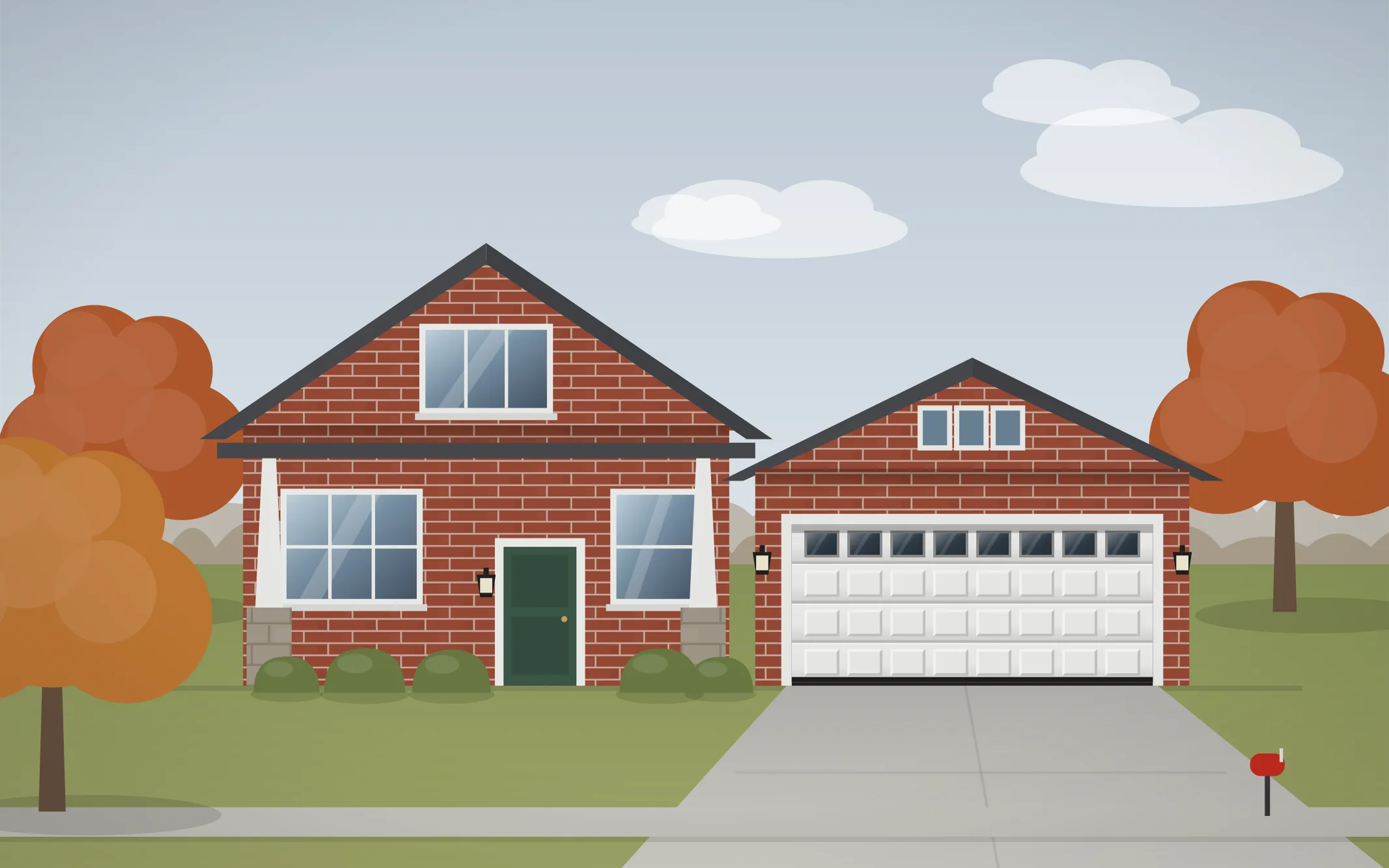 Illustration of a craftsman home with a white raised-panel garage door in Hoffman Estates, IL