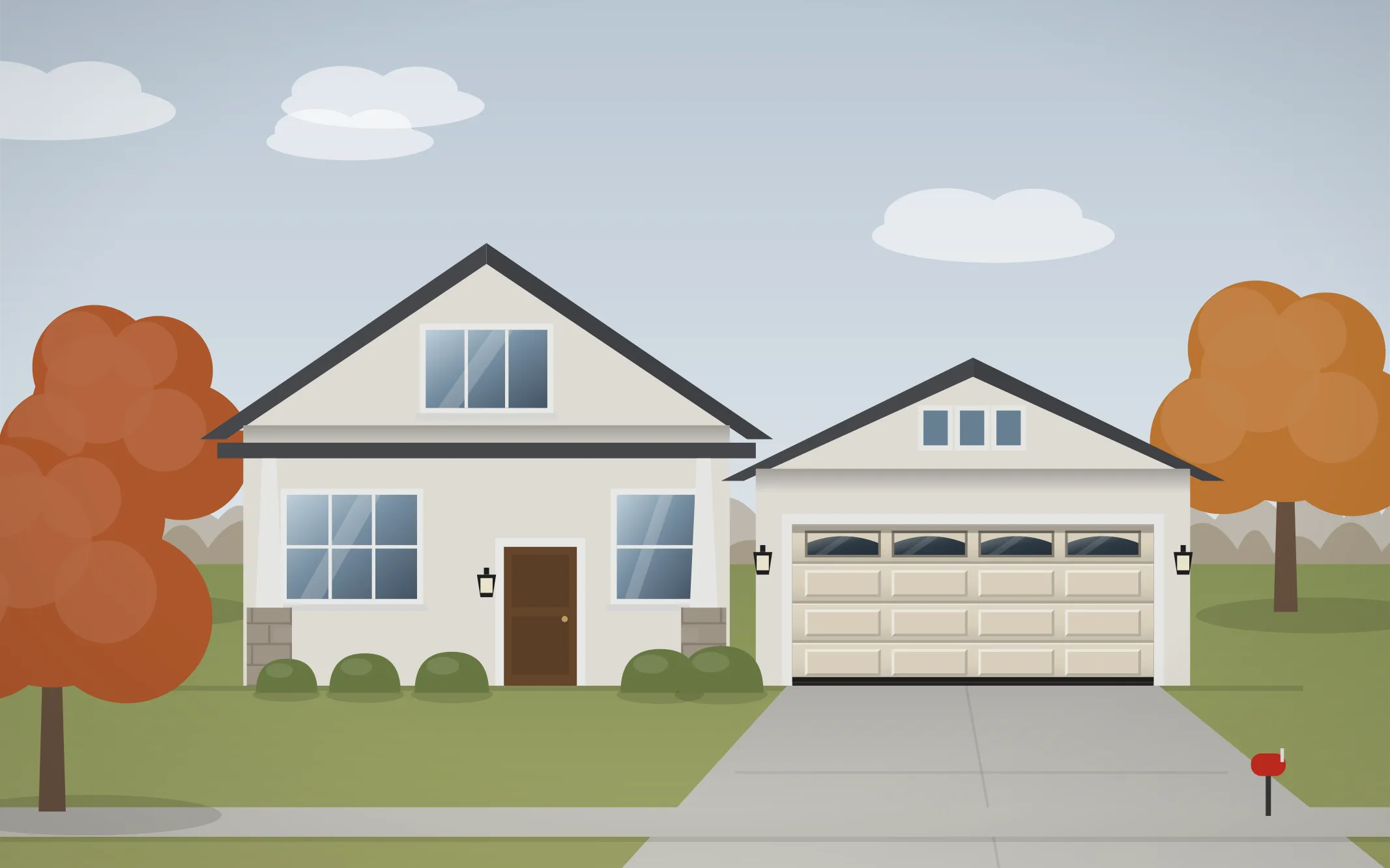 Illustration of a craftsman home with a almond long-panel garage door in Itasca, IL
