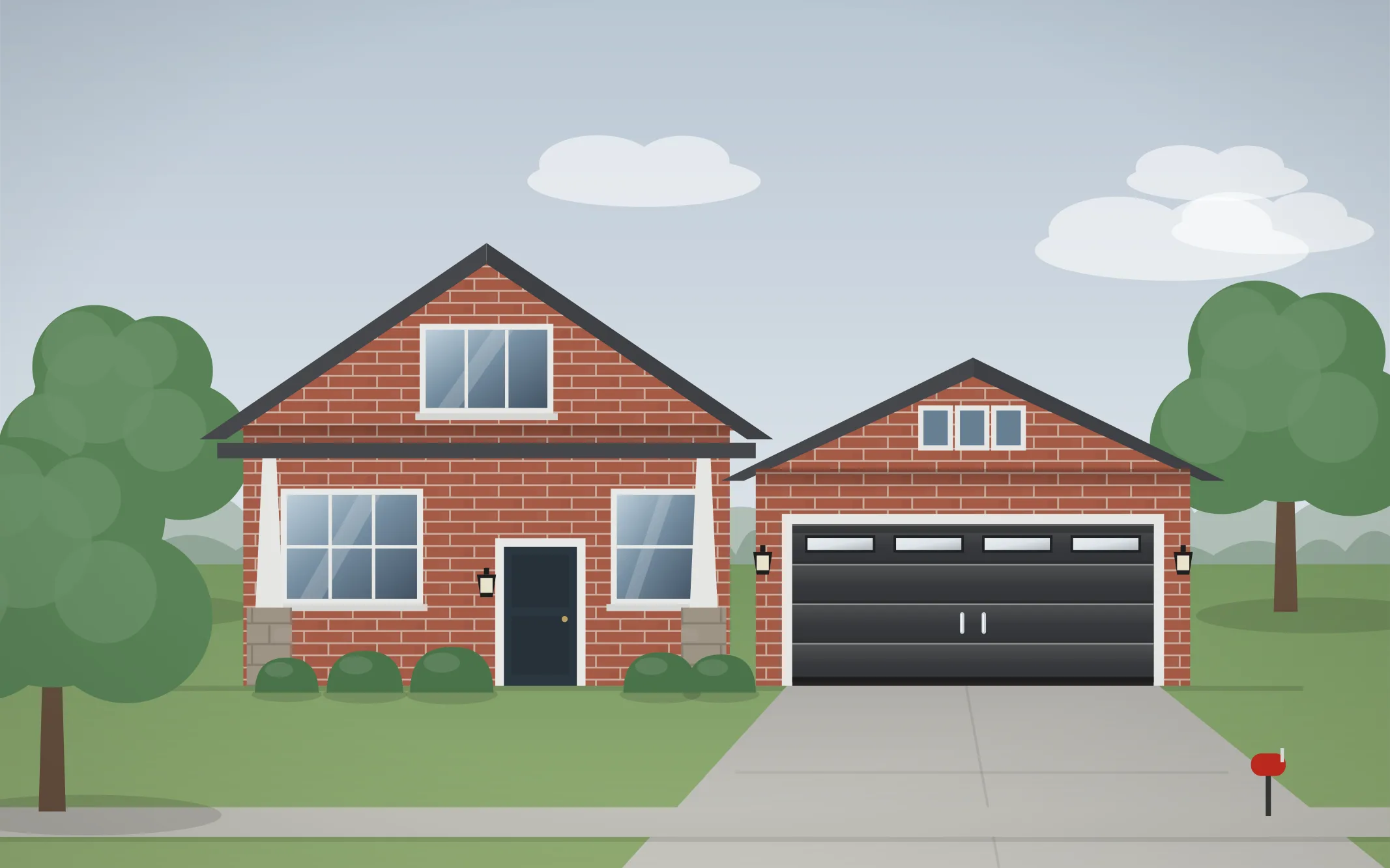 Illustration of a craftsman home with a charcoal modern garage door in Niles, IL