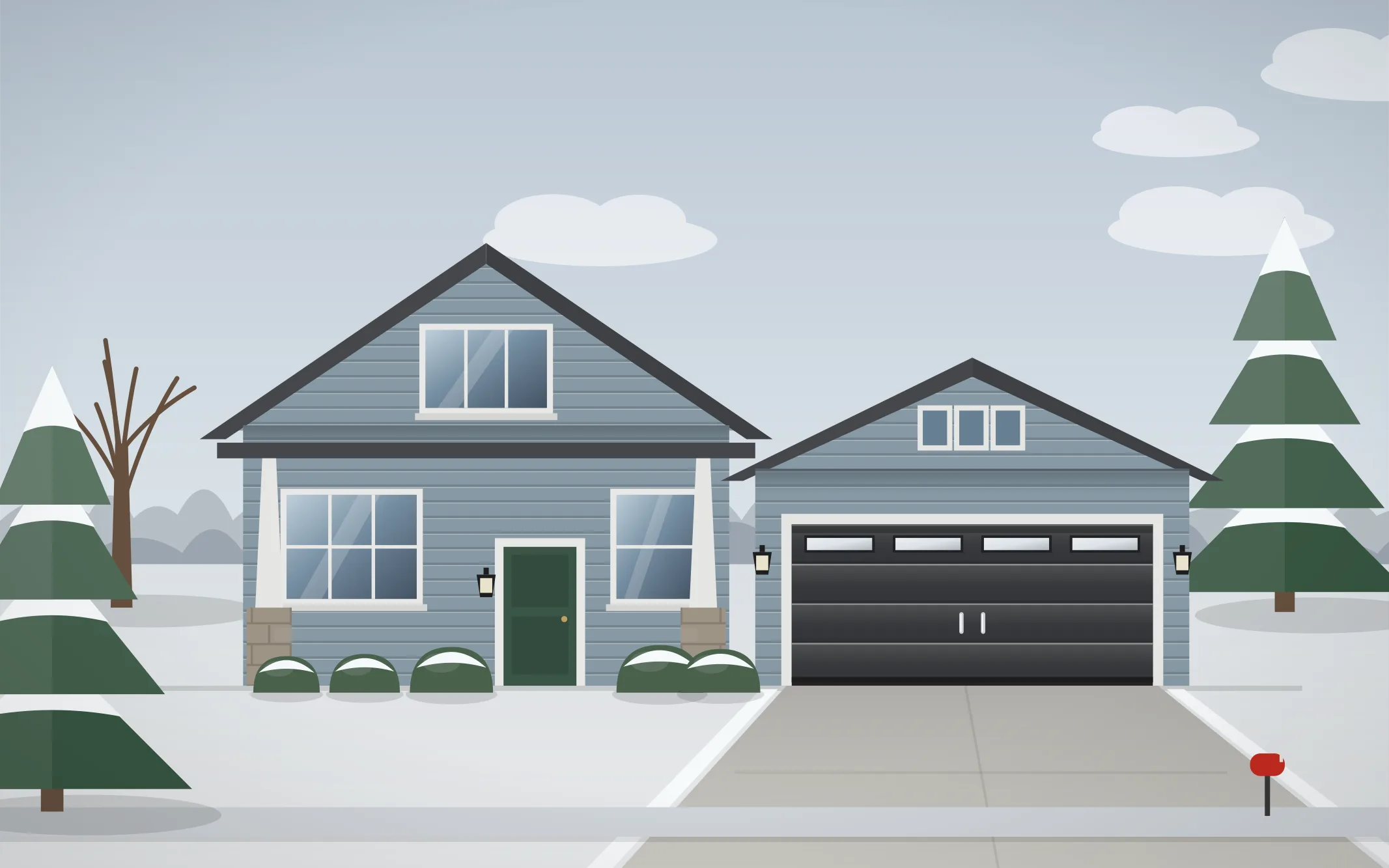 Illustration of a craftsman home with a charcoal modern garage door in Prospect Heights, IL