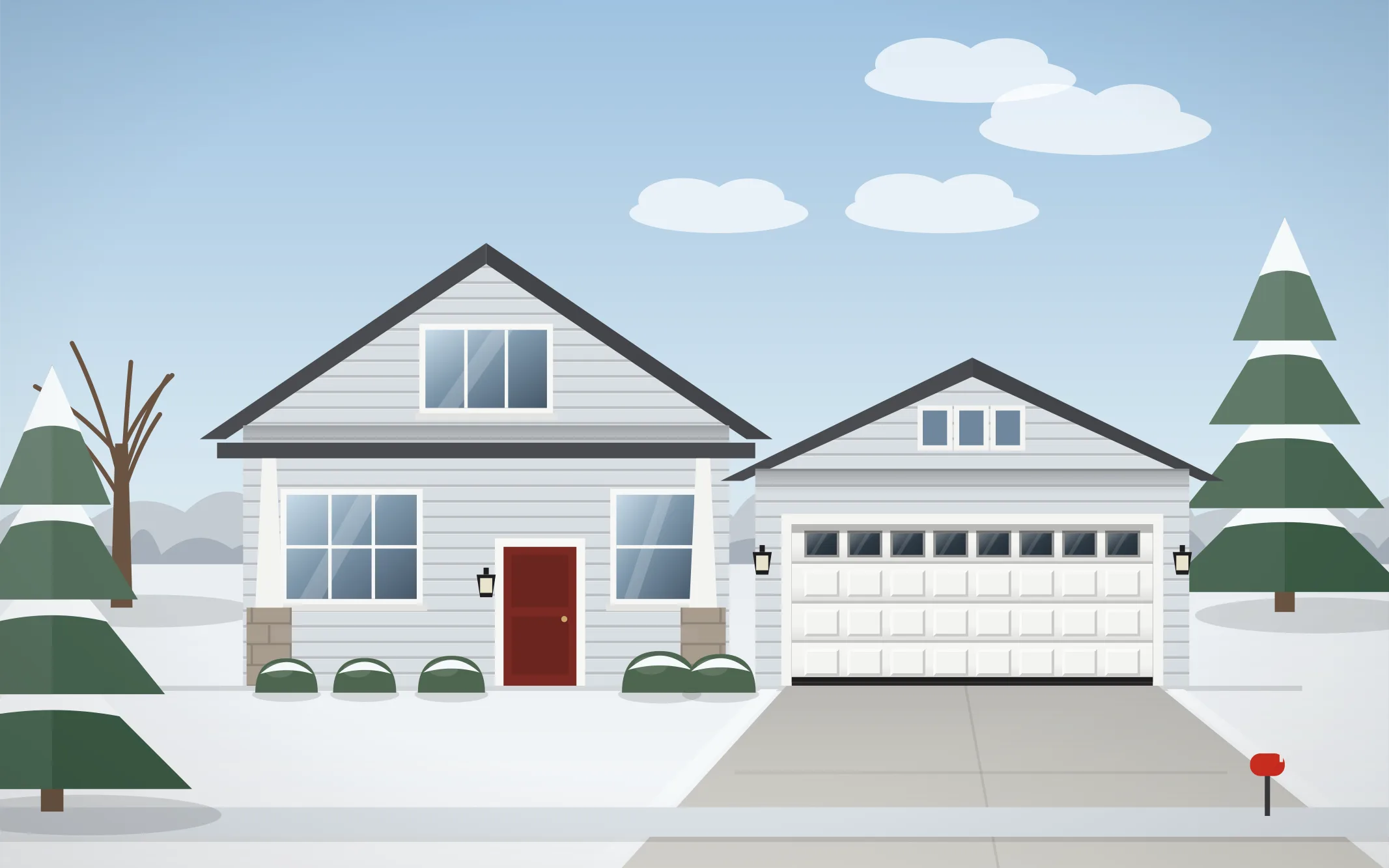 Illustration of a craftsman home with a white raised-panel garage door in Schaumburg, IL